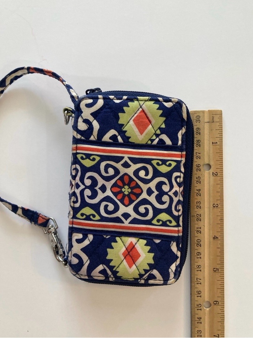 Vera Bradley Quilted Patterned Wristlet Wallet In Navy Blue